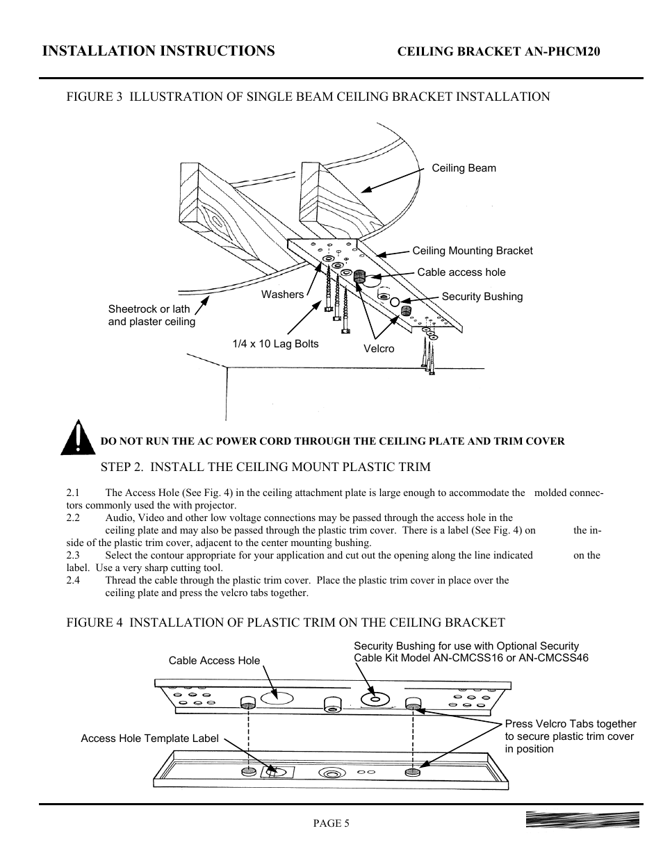 Installation instructions | Sharp AN-PHCM20 XG-PH50X User Manual | Page 5 / 13
