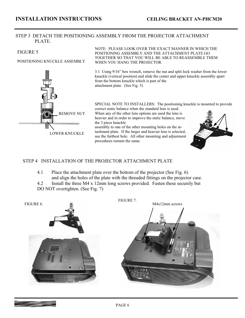 Installation instructions | Sharp AN-PHCM20 XG-PH50X User Manual | Page 6 / 13