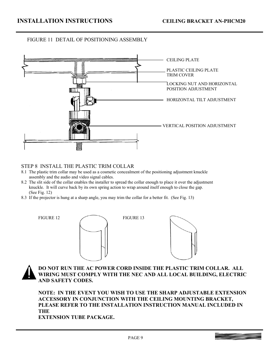 Installation instructions | Sharp AN-PHCM20 XG-PH50X User Manual | Page 9 / 13