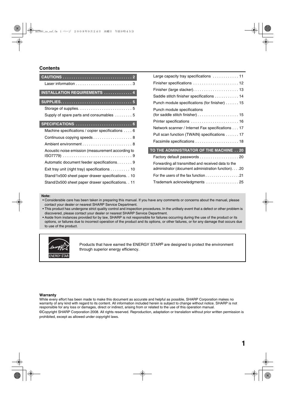 Sharp MX-4100N User Manual | Page 3 / 28