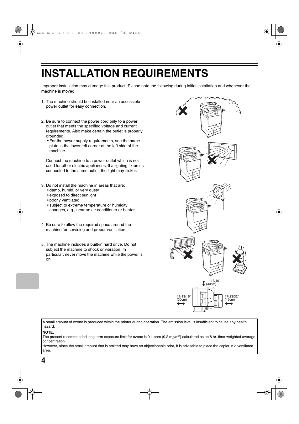 Installation requirements | Sharp MX-4100N User Manual | Page 6 / 28