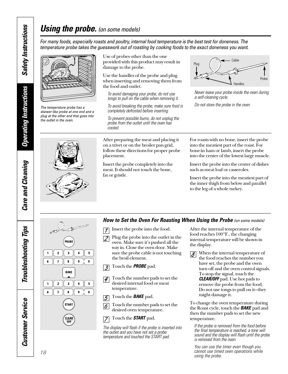 Using the probe, On some models) | Sharp JB940 User Manual | Page 18 / 40