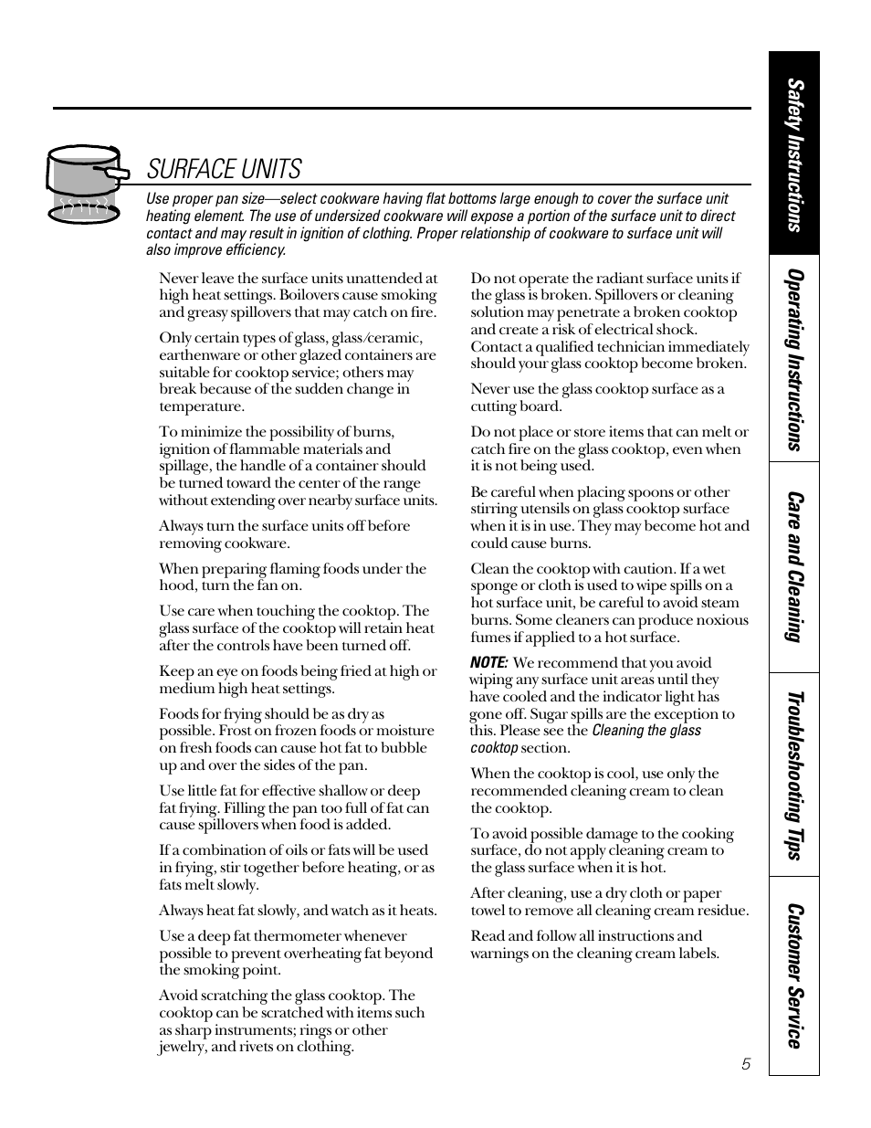 Surface units | Sharp JB940 User Manual | Page 5 / 40