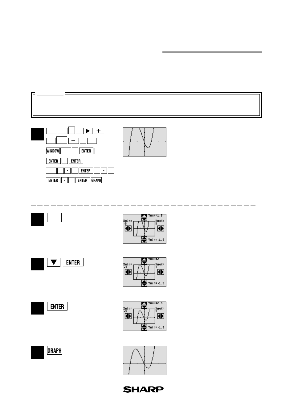 Apid zoom, Adjust the viewing window for y = x | Sharp EL-9450 User Manual | Page 15 / 27