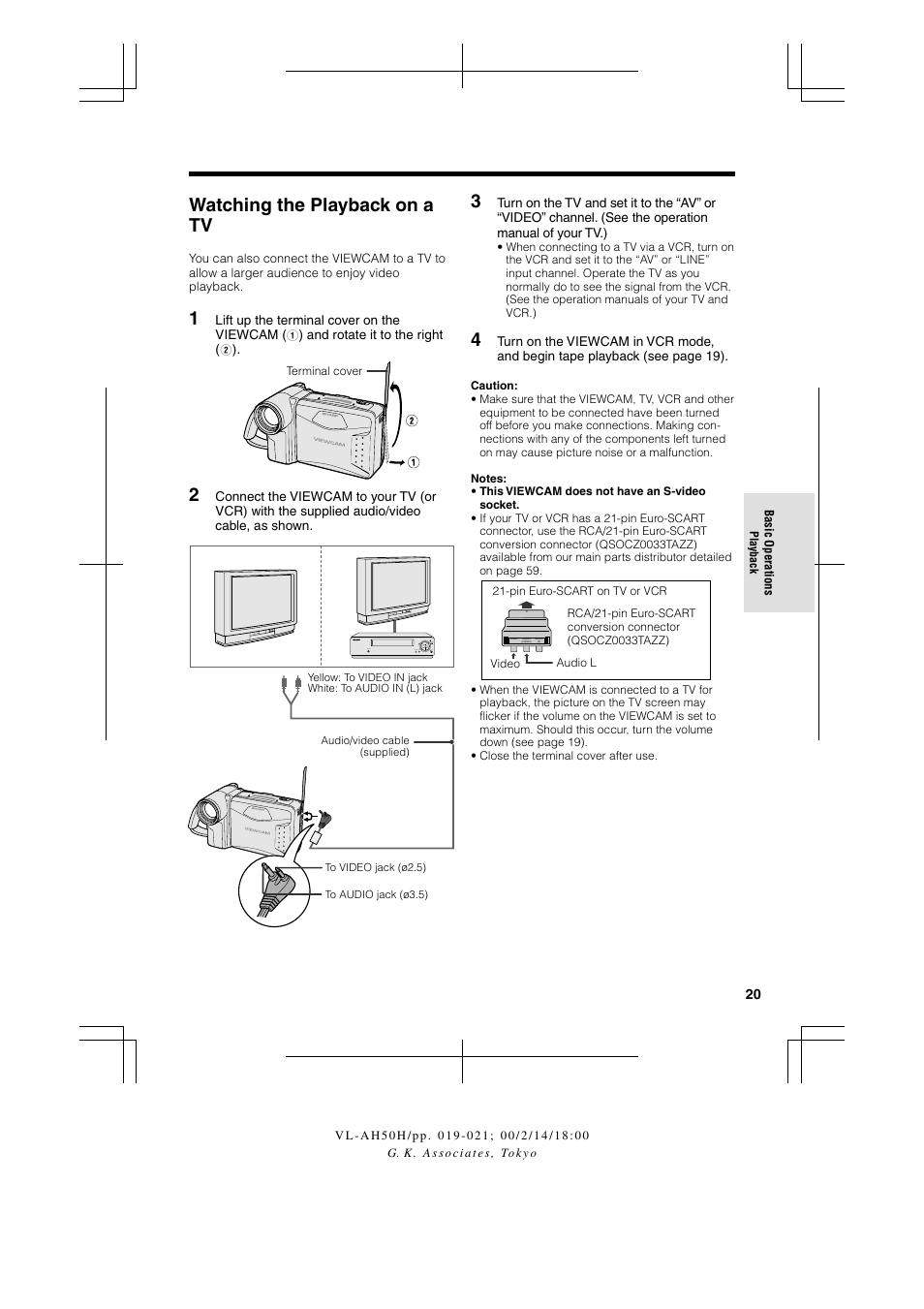 Watching the playback on a tv | Sharp VL AH 50 H User Manual | Page 27 / 72