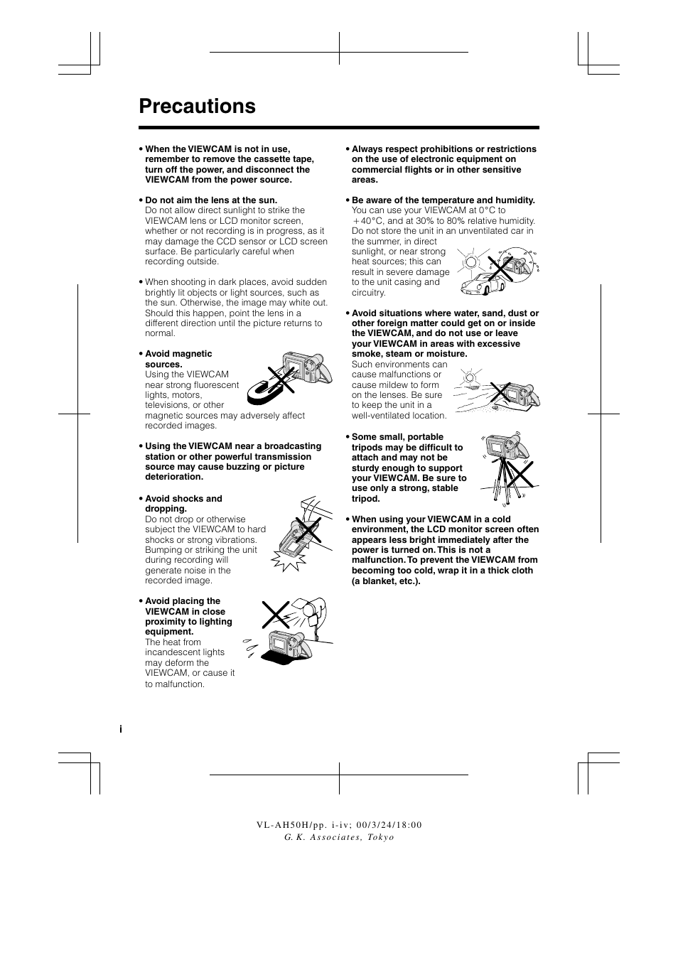 Precautions | Sharp VL AH 50 H User Manual | Page 4 / 72