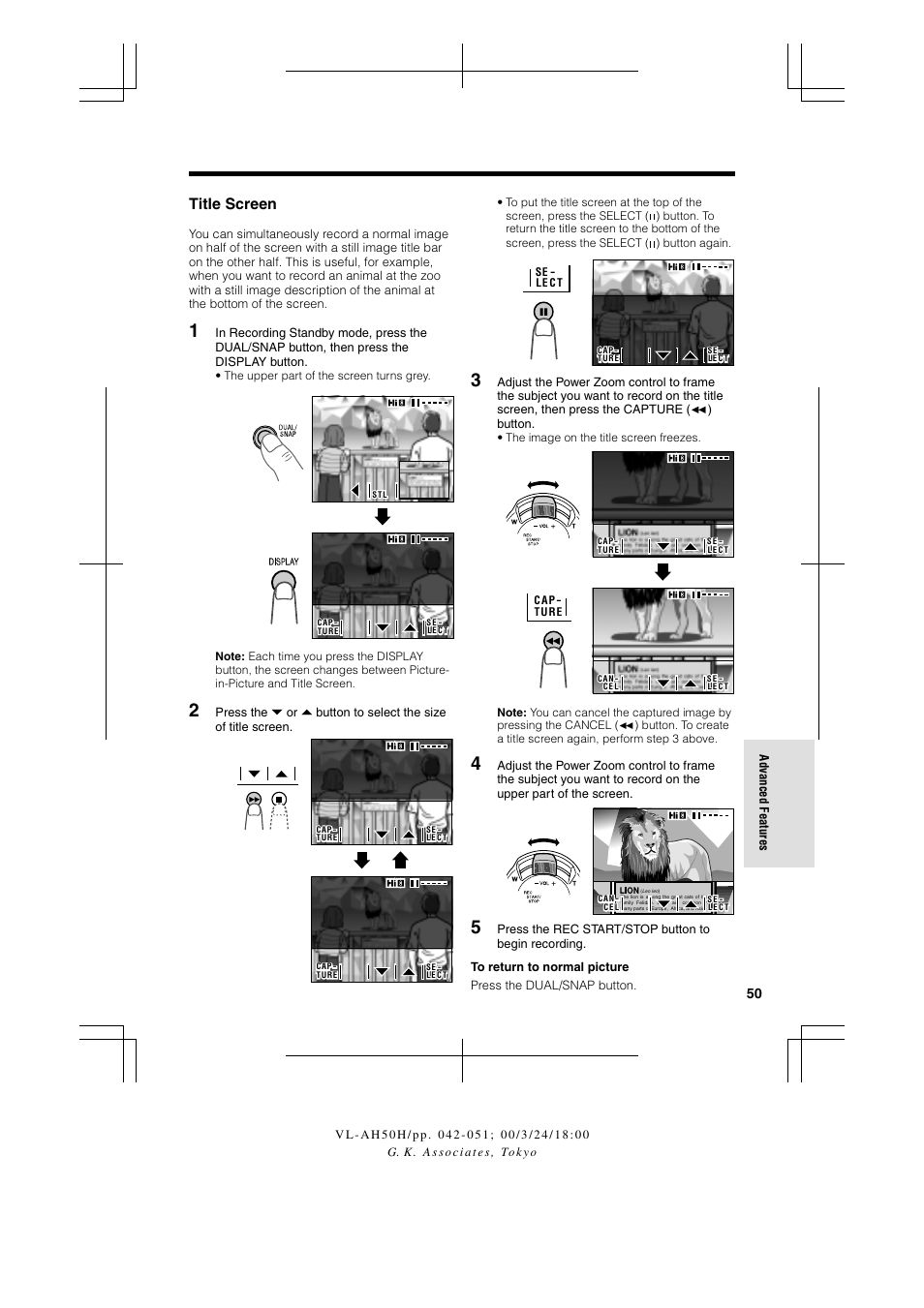 Title screen | Sharp VL AH 50 H User Manual | Page 57 / 72