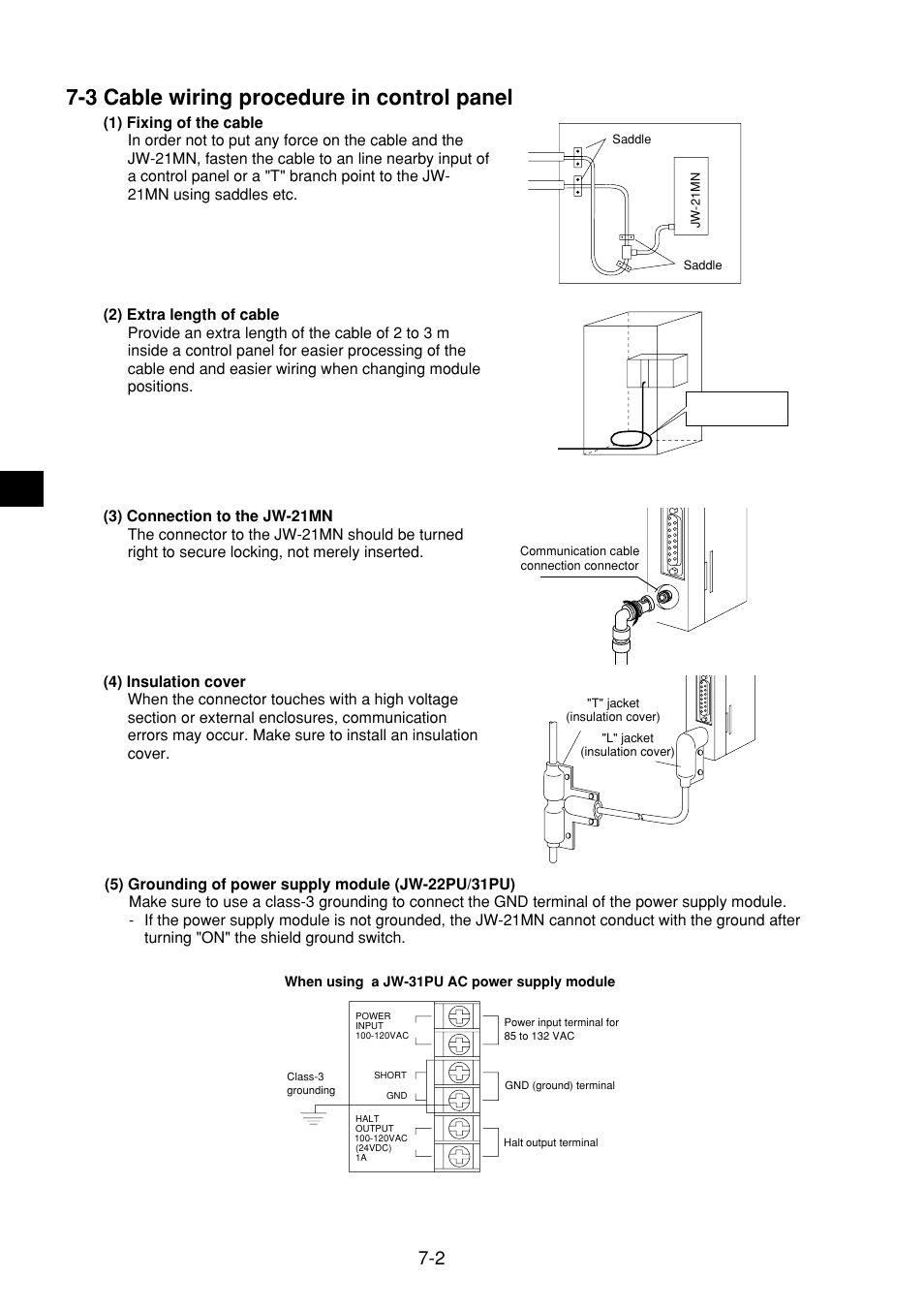 3 cable wiring procedure in control panel, 3 cable wiring procedure in control panel -2 | Sharp JW-21MN User Manual | Page 23 / 114