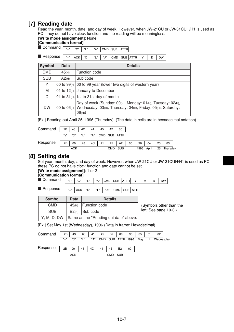 7] reading date, 8] setting date, 7] reading date -7 | 8] setting date -7 | Sharp JW-21MN User Manual | Page 46 / 114