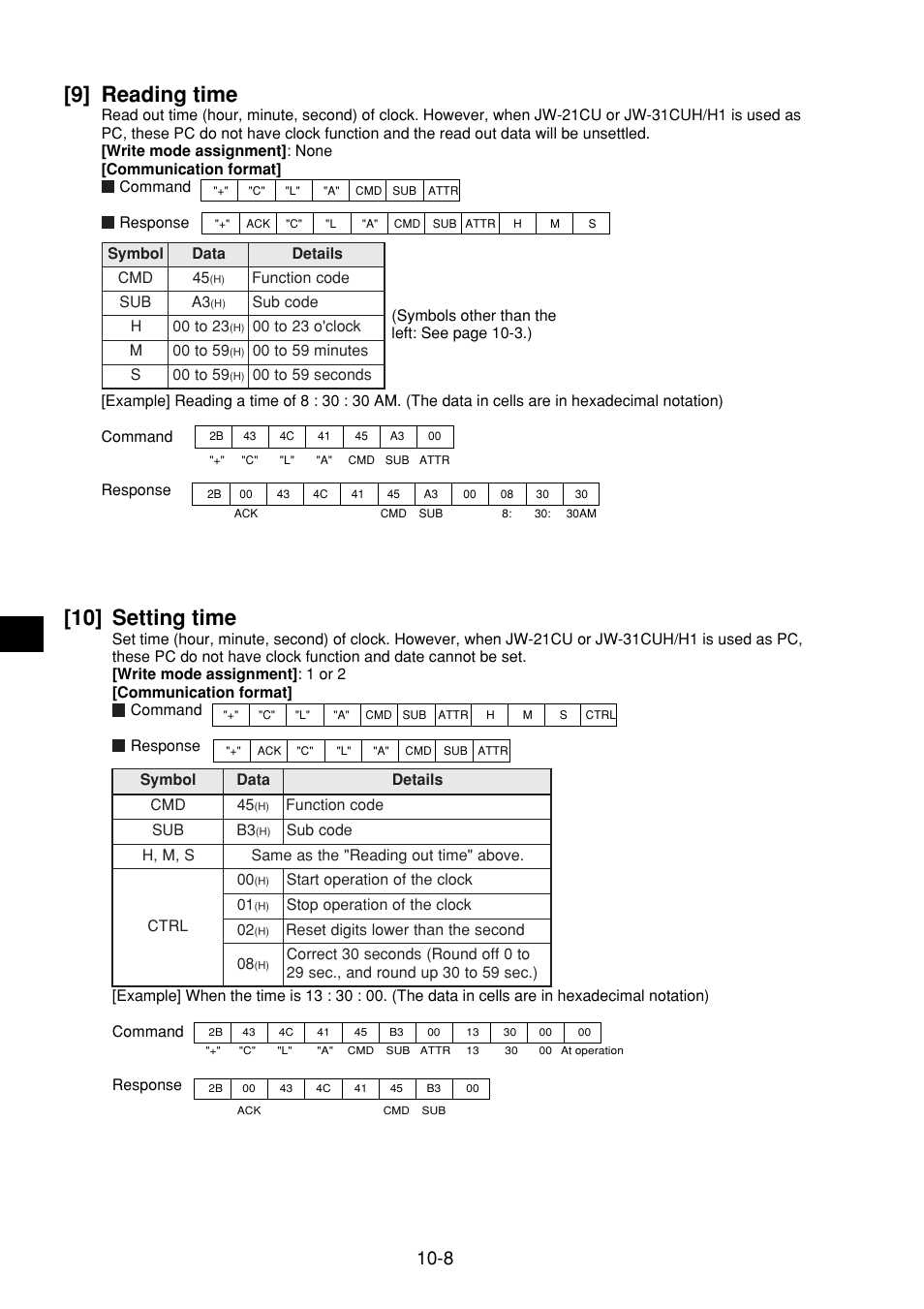 9] reading time, 10] setting time, 9] reading time -8 | 10] setting time -8 | Sharp JW-21MN User Manual | Page 47 / 114