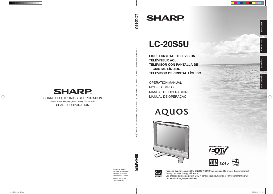 Sharp Aquos LC 20S5U User Manual | 39 pages