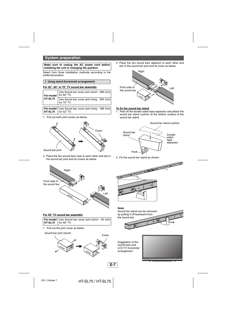 System preparation | Sharp HT-SL75 User Manual | Page 8 / 16