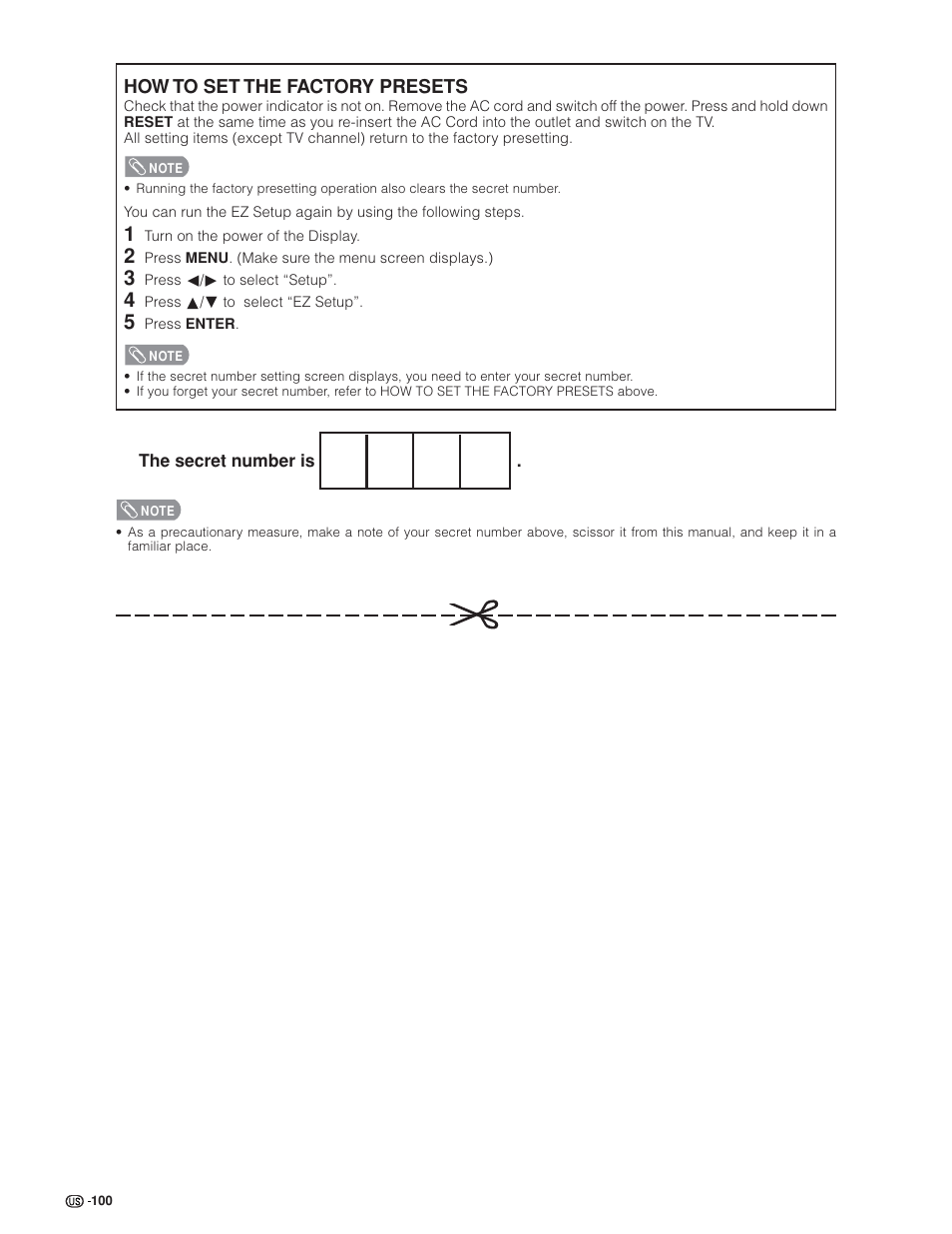 How to set the factory presets | Sharp Aquos LC 32GD6U User Manual | Page 101 / 104