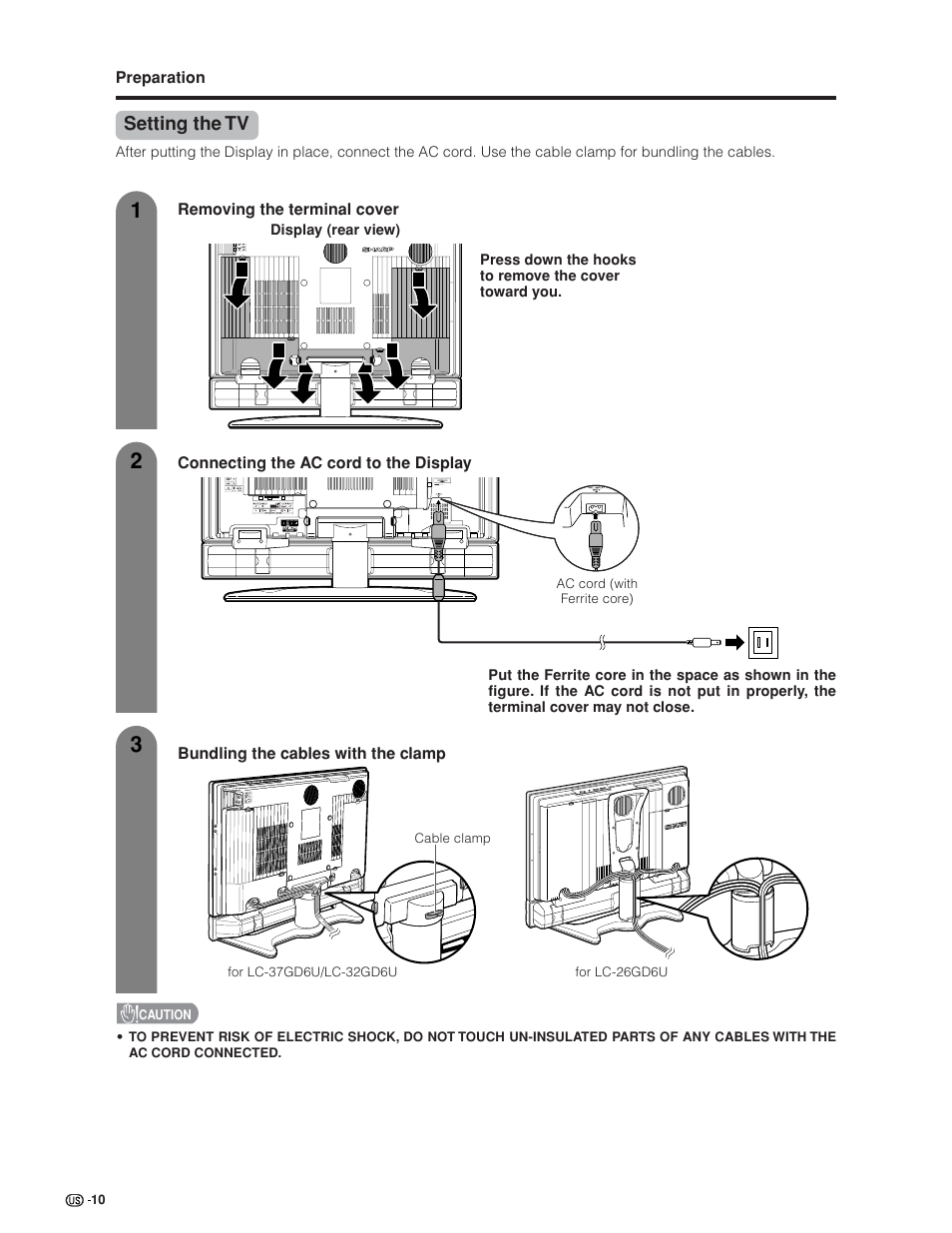 Setting the tv | Sharp Aquos LC 32GD6U User Manual | Page 11 / 104