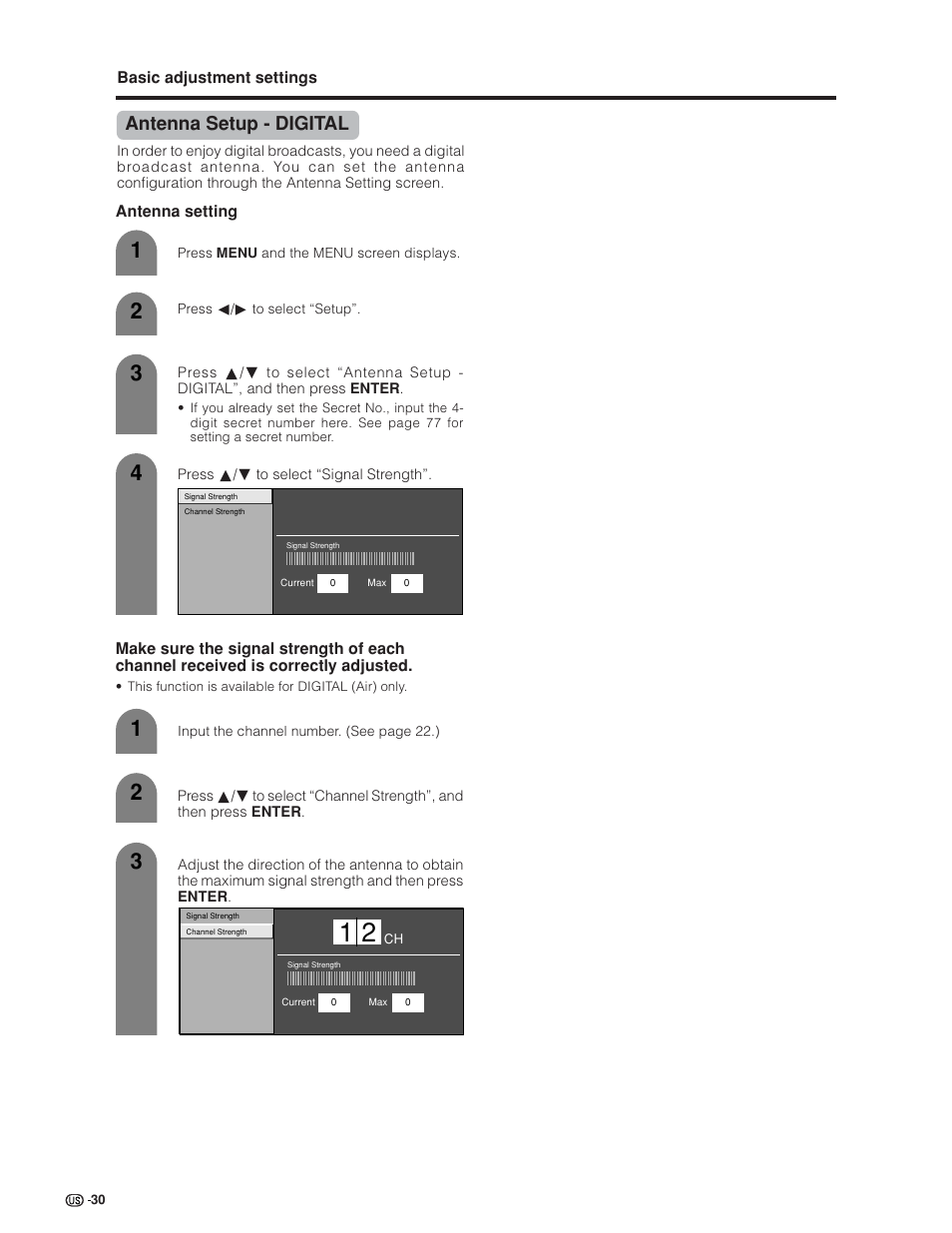 Antenna setup - digital | Sharp Aquos LC 32GD6U User Manual | Page 31 / 104