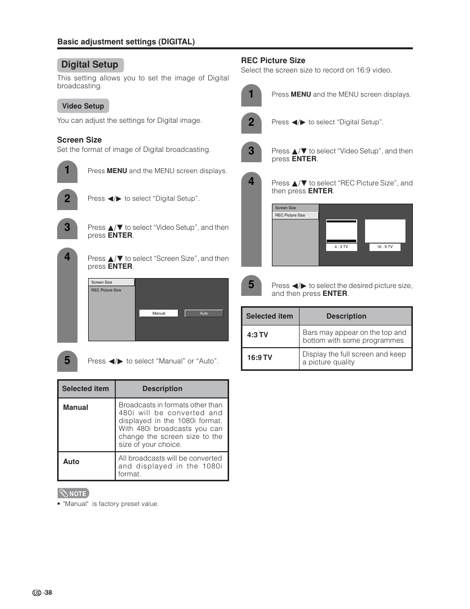 Digital setup | Sharp Aquos LC 32GD6U User Manual | Page 39 / 104