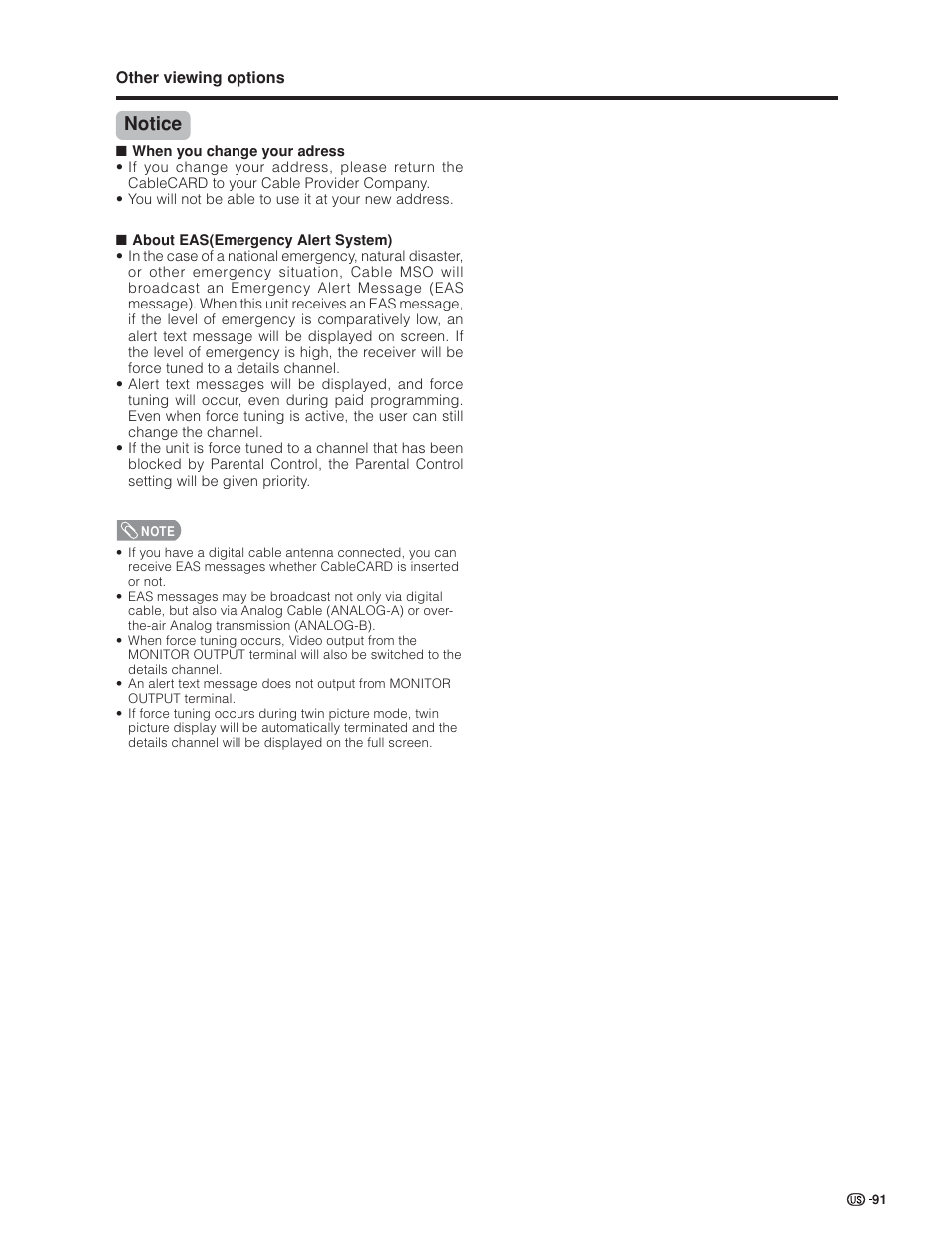 Notice | Sharp Aquos LC 32GD6U User Manual | Page 92 / 104