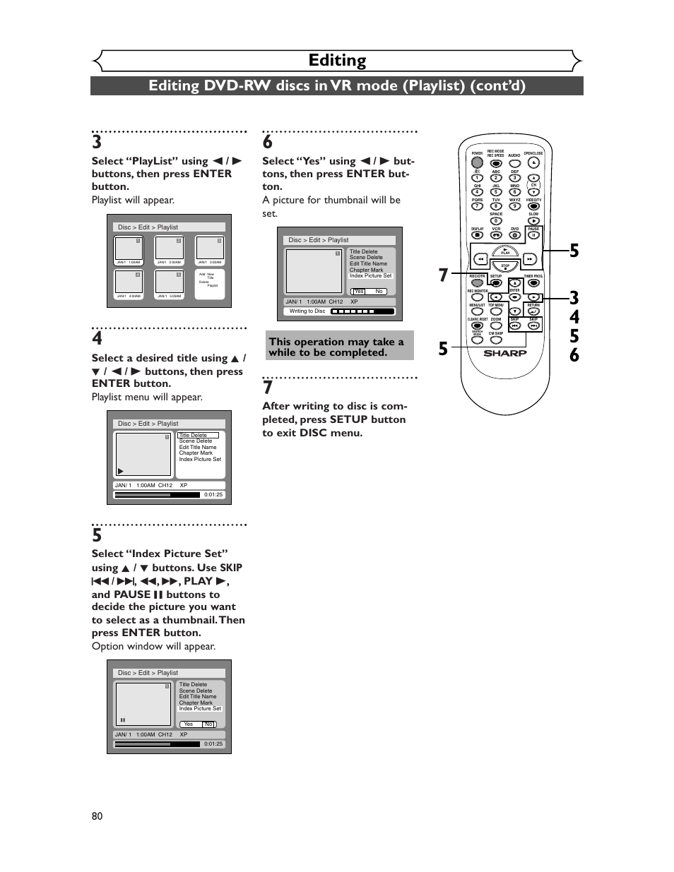 Editing | Sharp DV-RW350U User Manual | Page 80 / 112