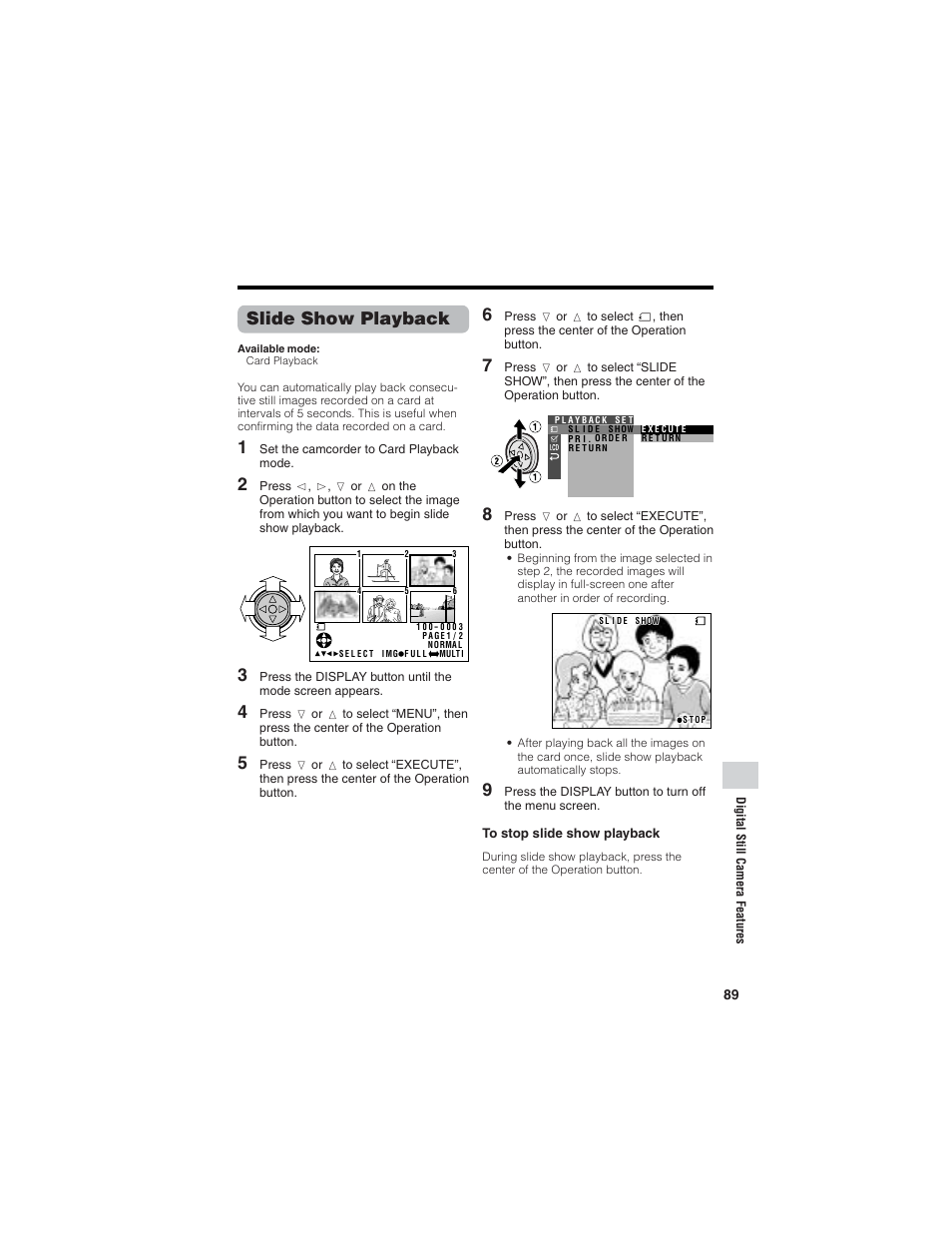 Slide show playback | Sharp VL-Z7U User Manual | Page 103 / 140