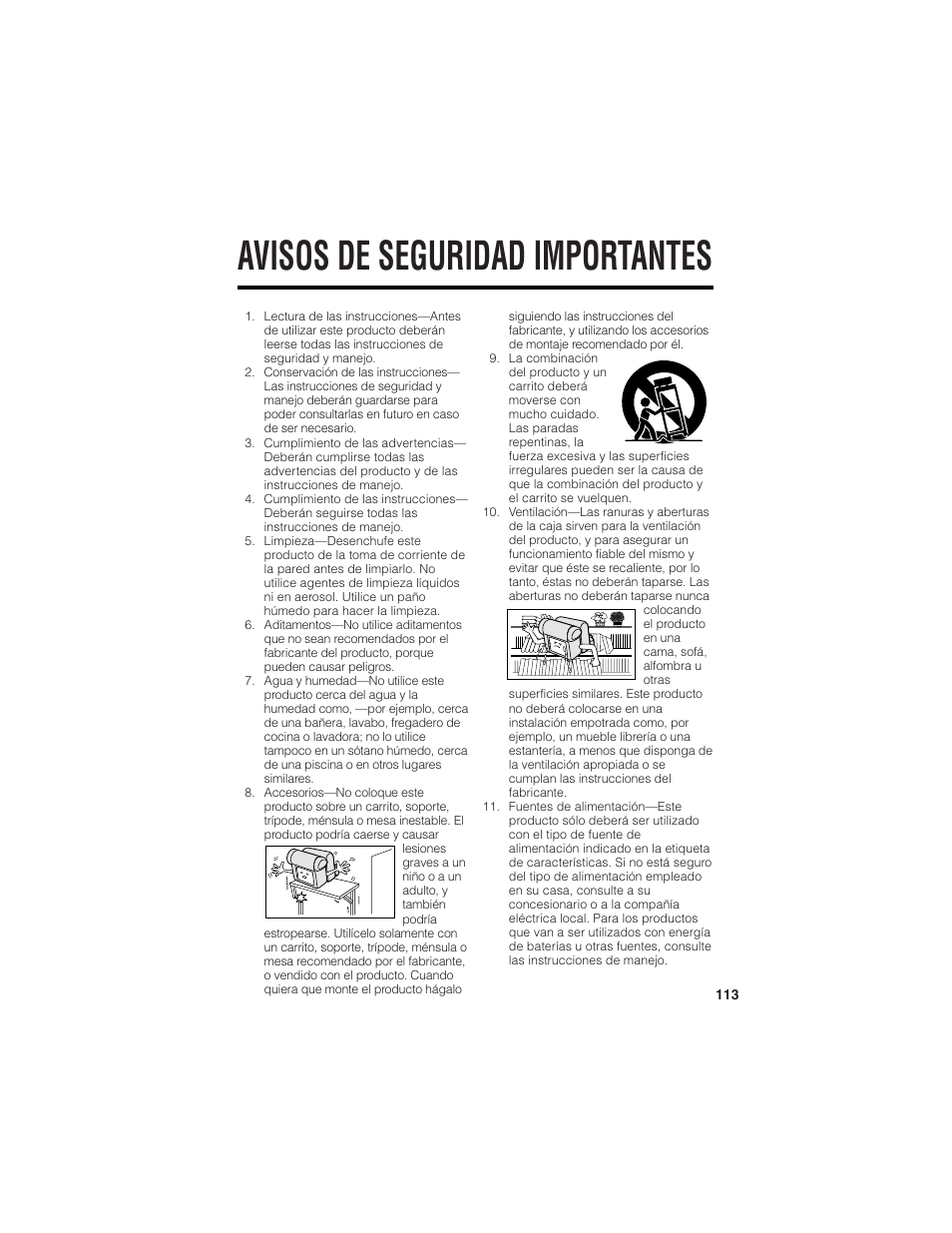 Avisos de seguridad importantes | Sharp VL-Z7U User Manual | Page 127 / 140