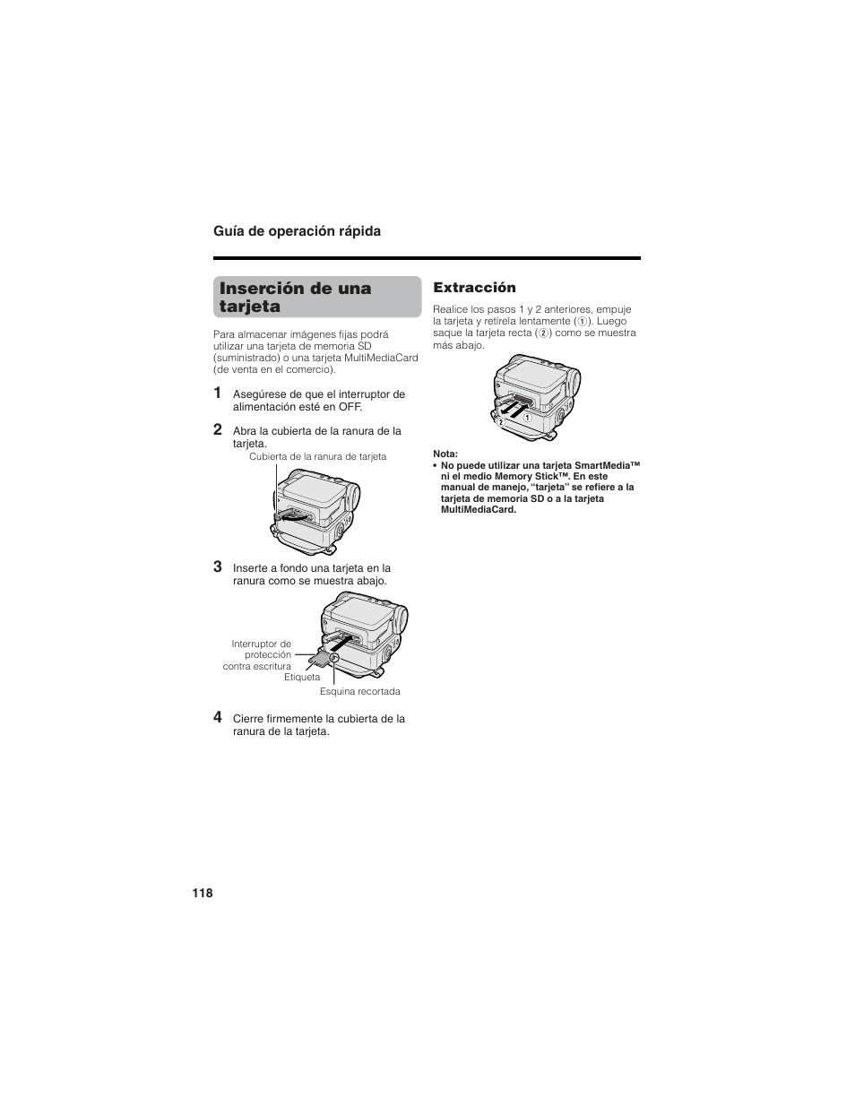 Inserción de una tarjeta | Sharp VL-Z7U User Manual | Page 132 / 140