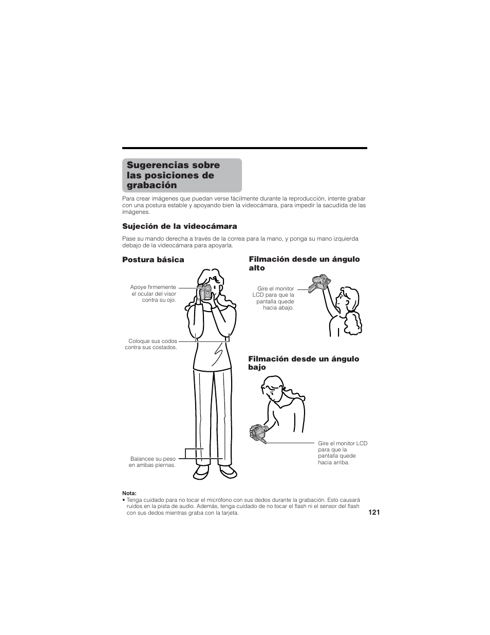 Sugerencias sobre las posiciones de grabación | Sharp VL-Z7U User Manual | Page 135 / 140