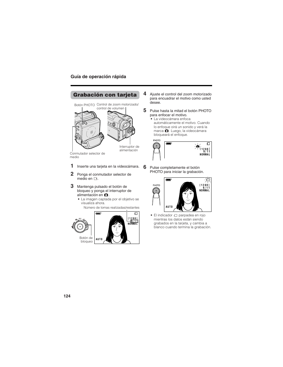 Grabación con tarjeta 1, Guía de operación rápida | Sharp VL-Z7U User Manual | Page 138 / 140