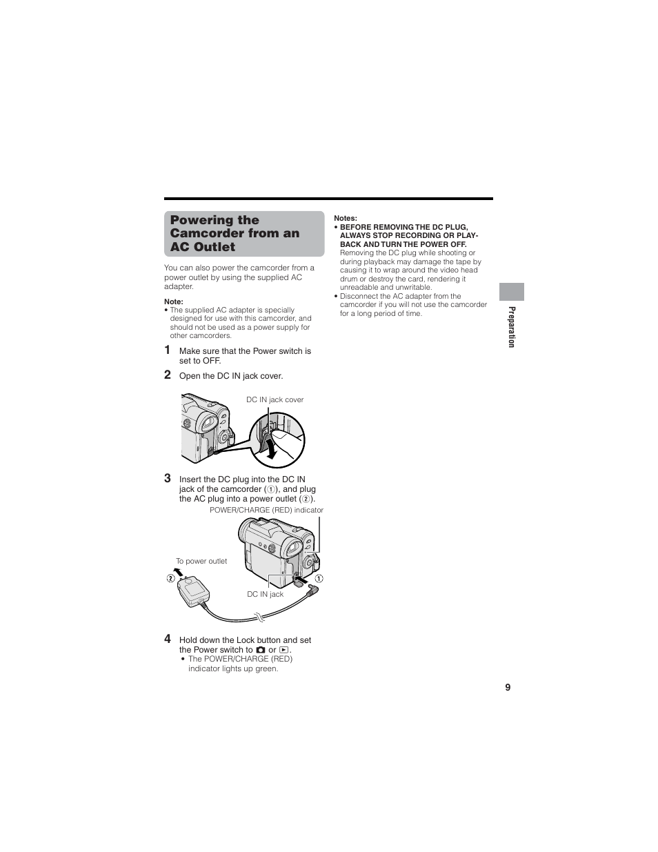 Powering the camcorder from an ac outlet | Sharp VL-Z7U User Manual | Page 23 / 140