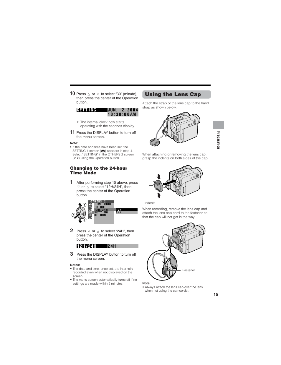 Using the lens cap | Sharp VL-Z7U User Manual | Page 29 / 140
