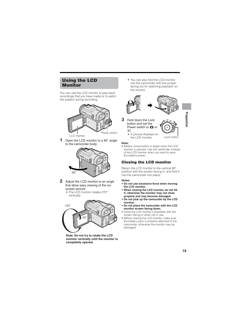 Using the lcd monitor | Sharp VL-Z7U User Manual | Page 33 / 140