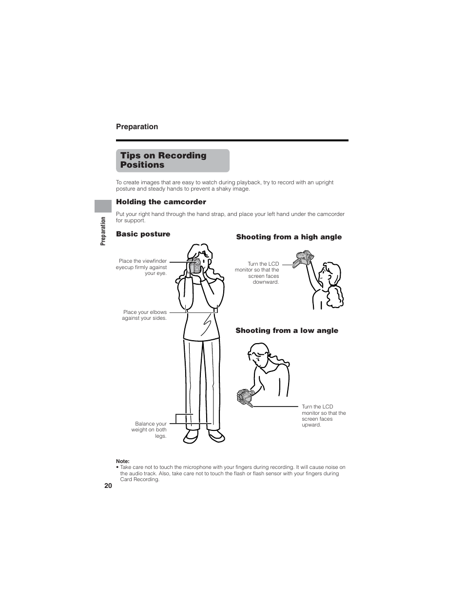 Tips on recording positions, Preparation | Sharp VL-Z7U User Manual | Page 34 / 140