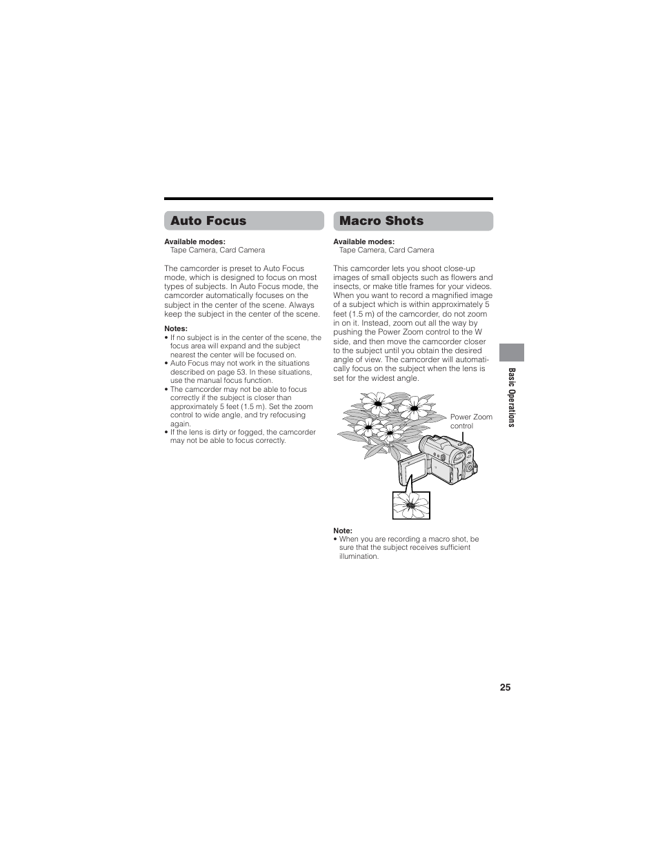 Auto focus, Macro shots | Sharp VL-Z7U User Manual | Page 39 / 140
