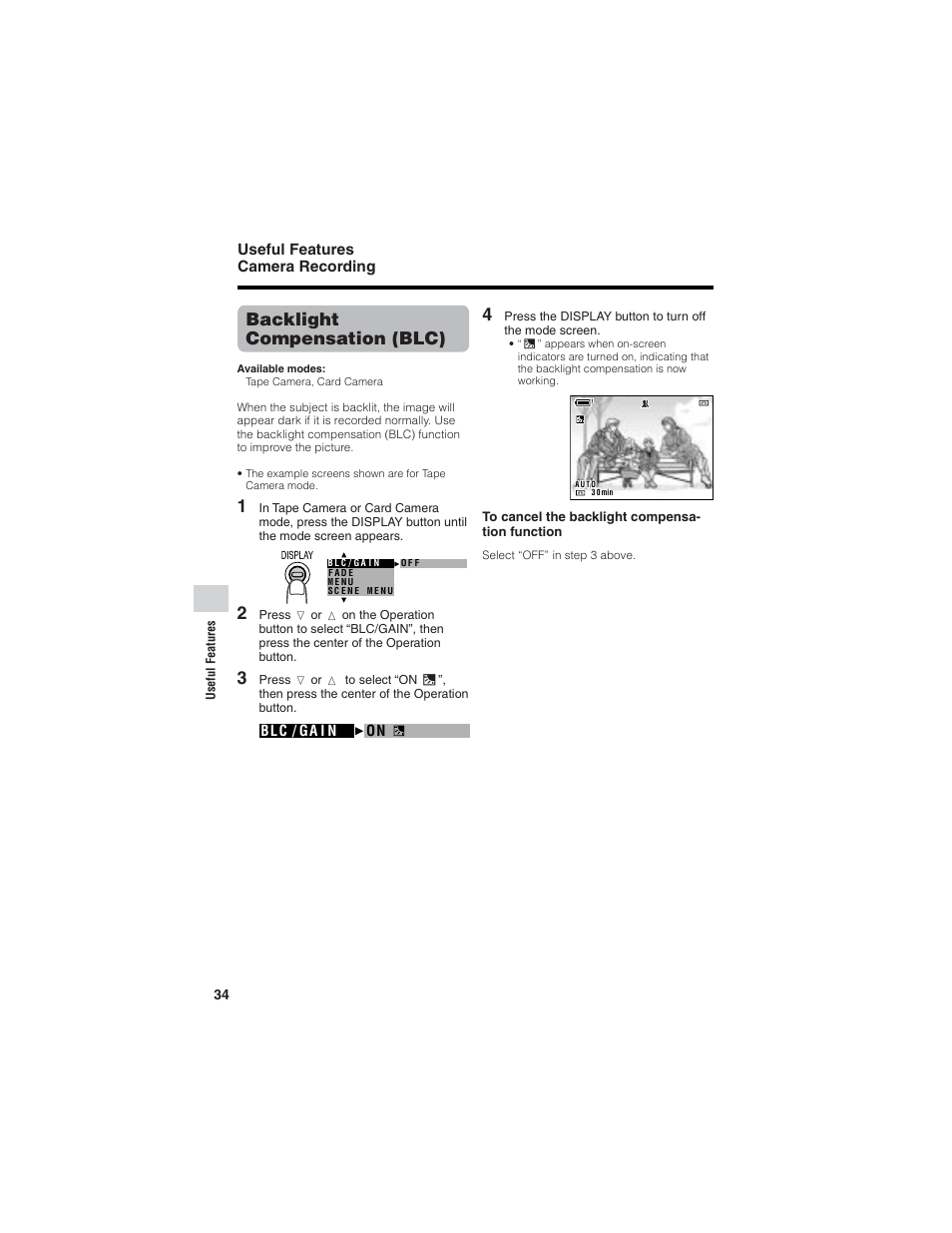 Backlight compensation (blc) | Sharp VL-Z7U User Manual | Page 48 / 140