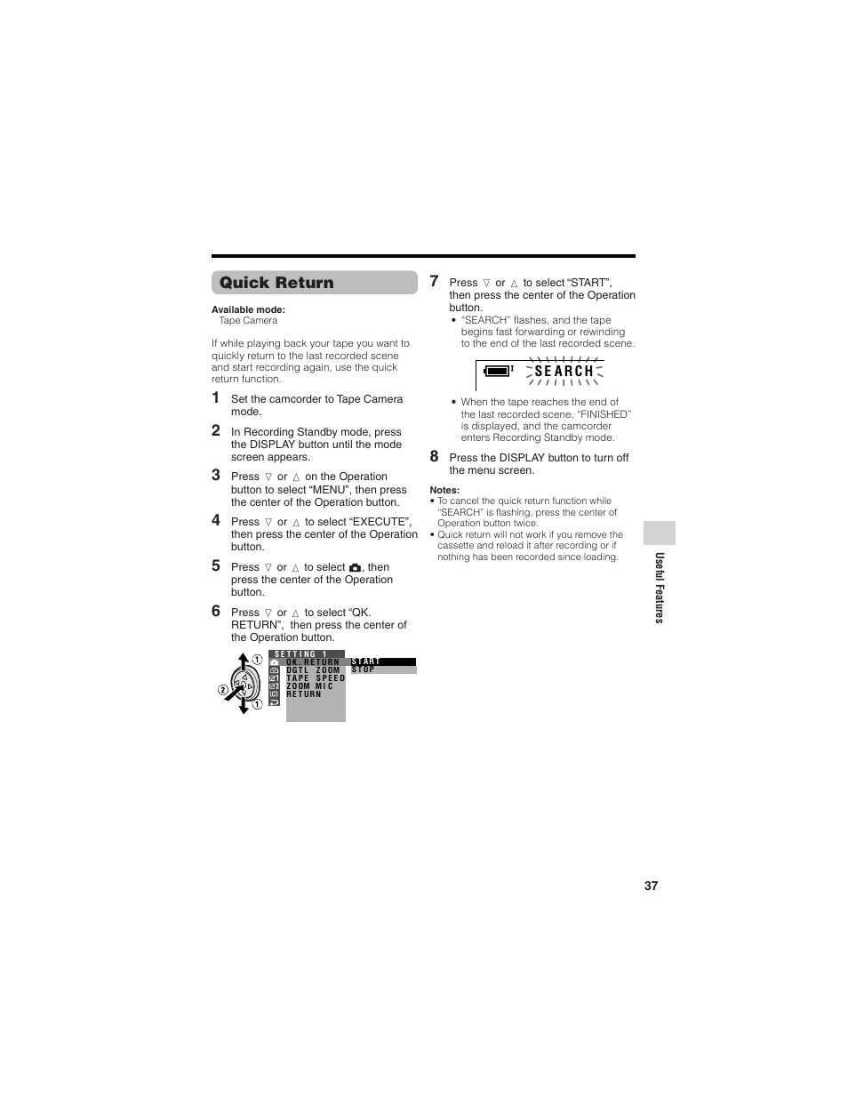 Quick return | Sharp VL-Z7U User Manual | Page 51 / 140