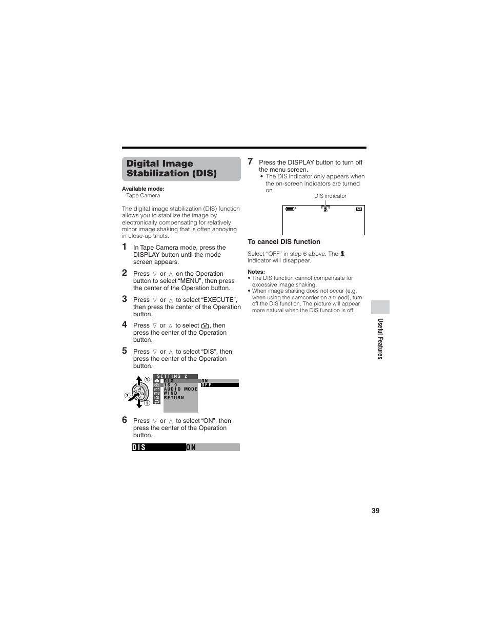 Digital image stabilization (dis) | Sharp VL-Z7U User Manual | Page 53 / 140