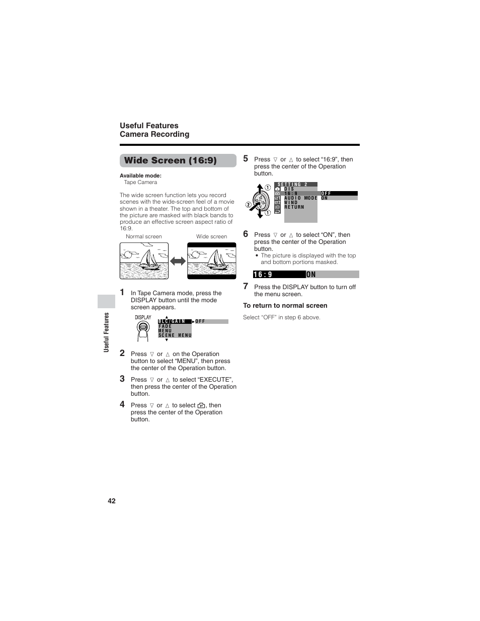 Wide screen (16:9) | Sharp VL-Z7U User Manual | Page 56 / 140