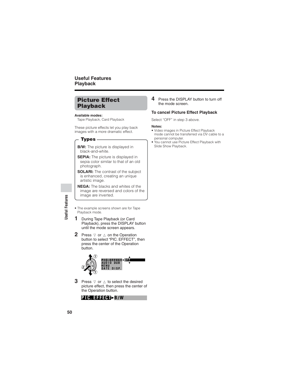 Picture effect playback | Sharp VL-Z7U User Manual | Page 64 / 140