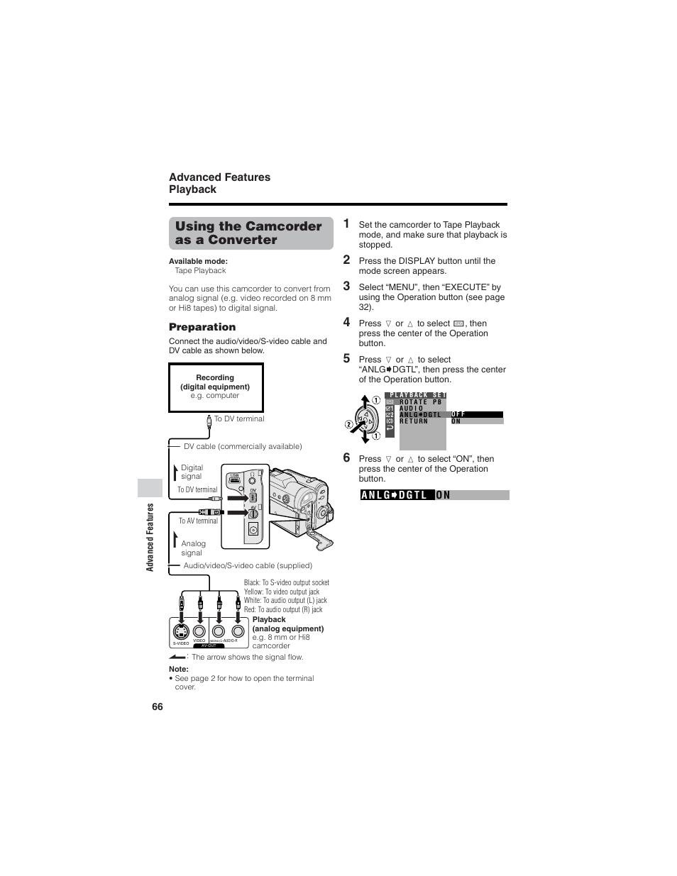 Using the camcorder as a converter, Advanced features playback | Sharp VL-Z7U User Manual | Page 80 / 140
