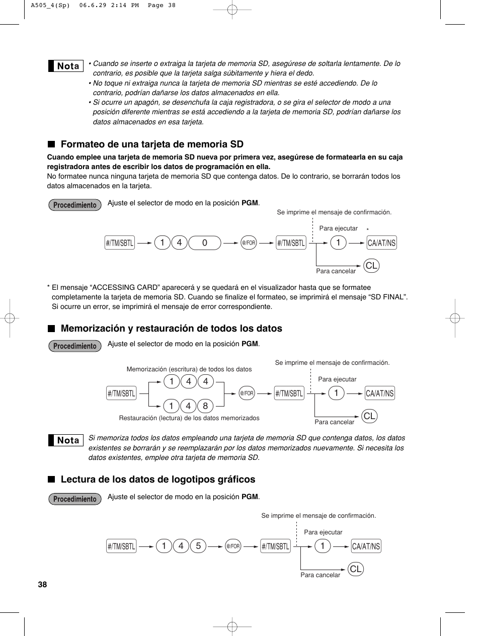 S@ 145 a, S@ 144 a, S@ 140 a | Sharp Electronic Cash Register XE-A505 User Manual | Page 122 / 130