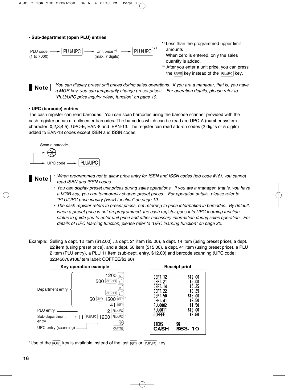 Oä a | Sharp Electronic Cash Register XE-A505 User Manual | Page 18 / 130