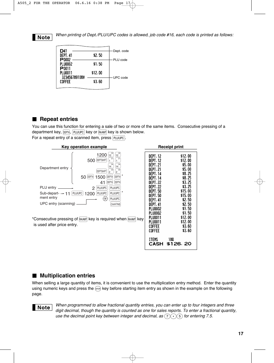 Sharp Electronic Cash Register XE-A505 User Manual | Page 19 / 130