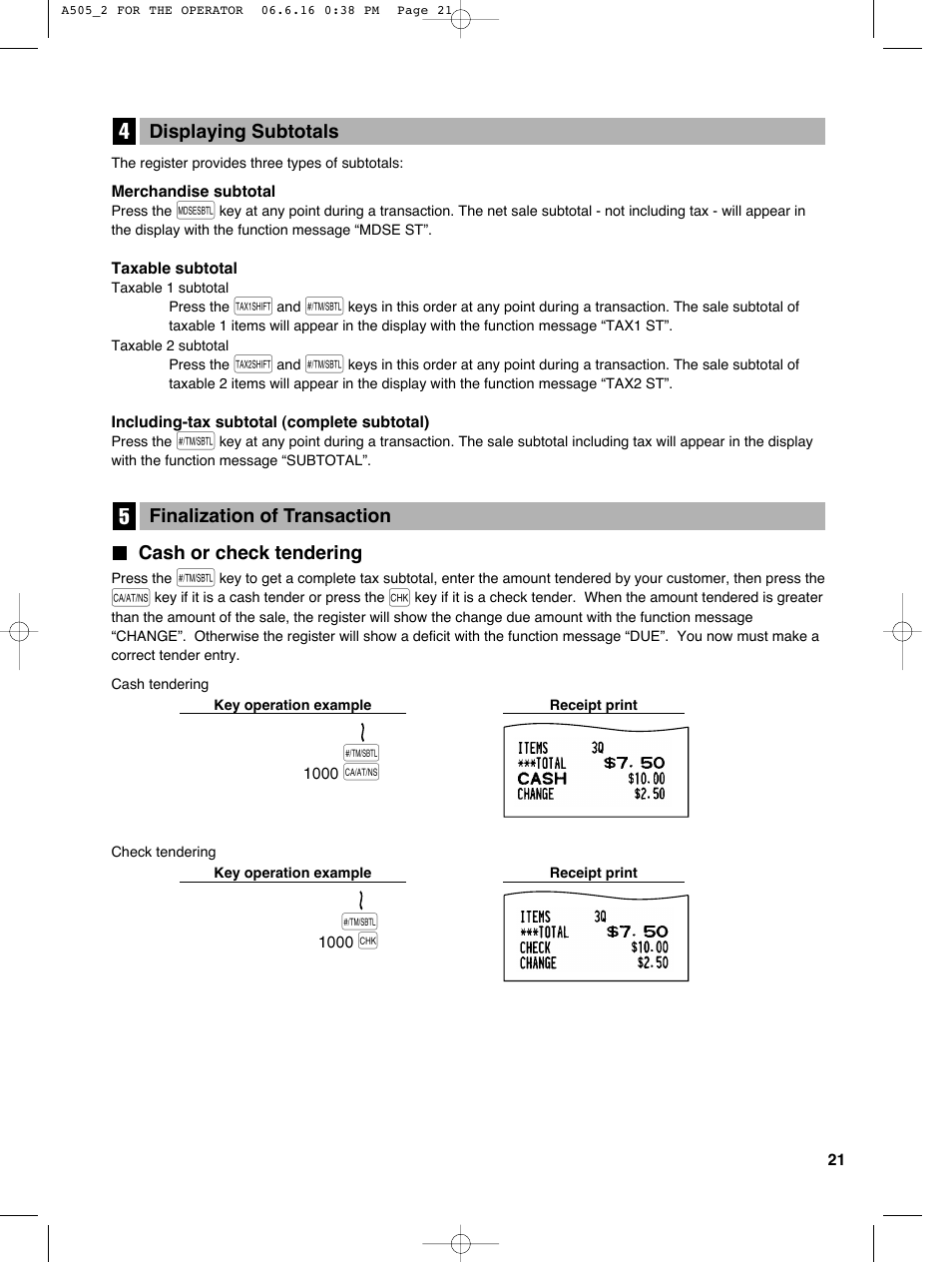 Sharp Electronic Cash Register XE-A505 User Manual | Page 23 / 130