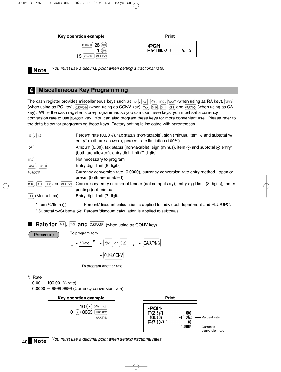 Sharp Electronic Cash Register XE-A505 User Manual | Page 42 / 130