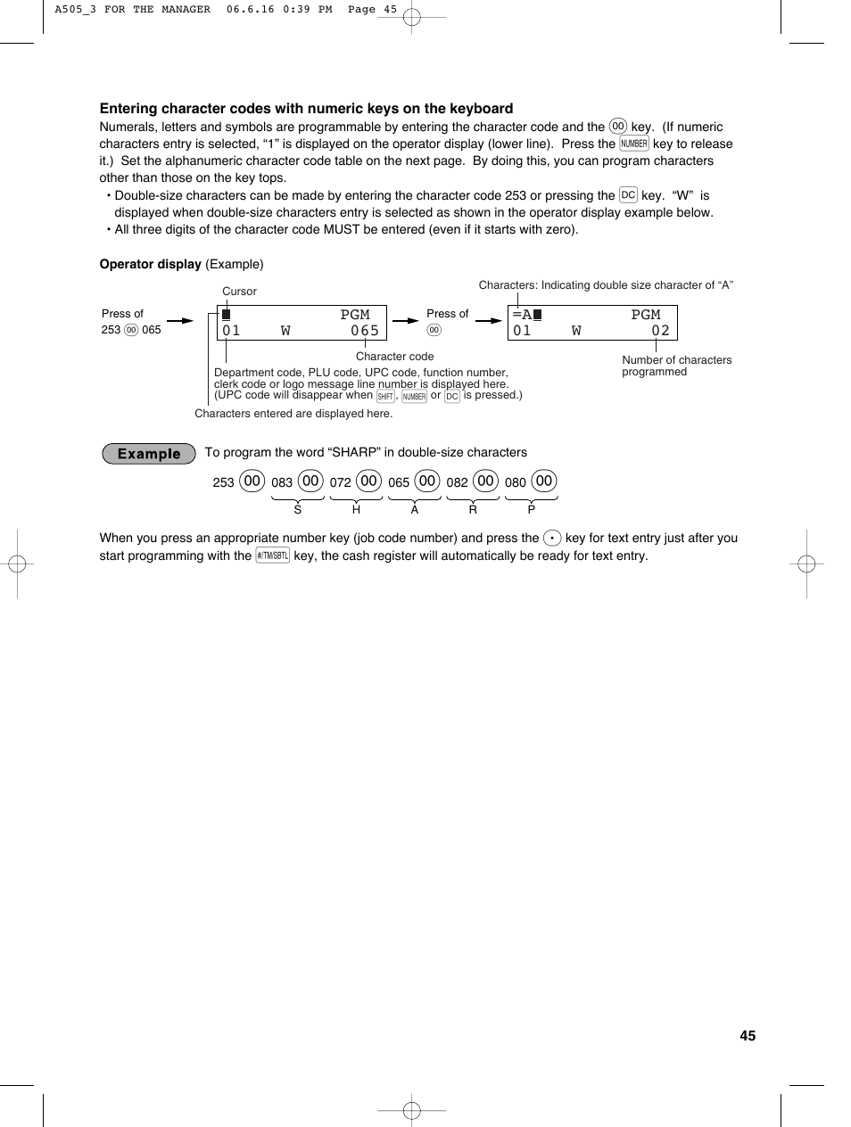 Sharp Electronic Cash Register XE-A505 User Manual | Page 47 / 130