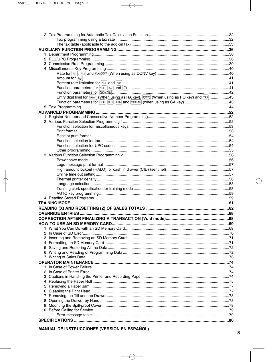 Sharp Electronic Cash Register XE-A505 User Manual | Page 5 / 130