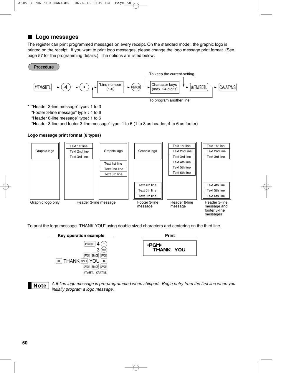 Sp 4, S s s w | Sharp Electronic Cash Register XE-A505 User Manual | Page 52 / 130