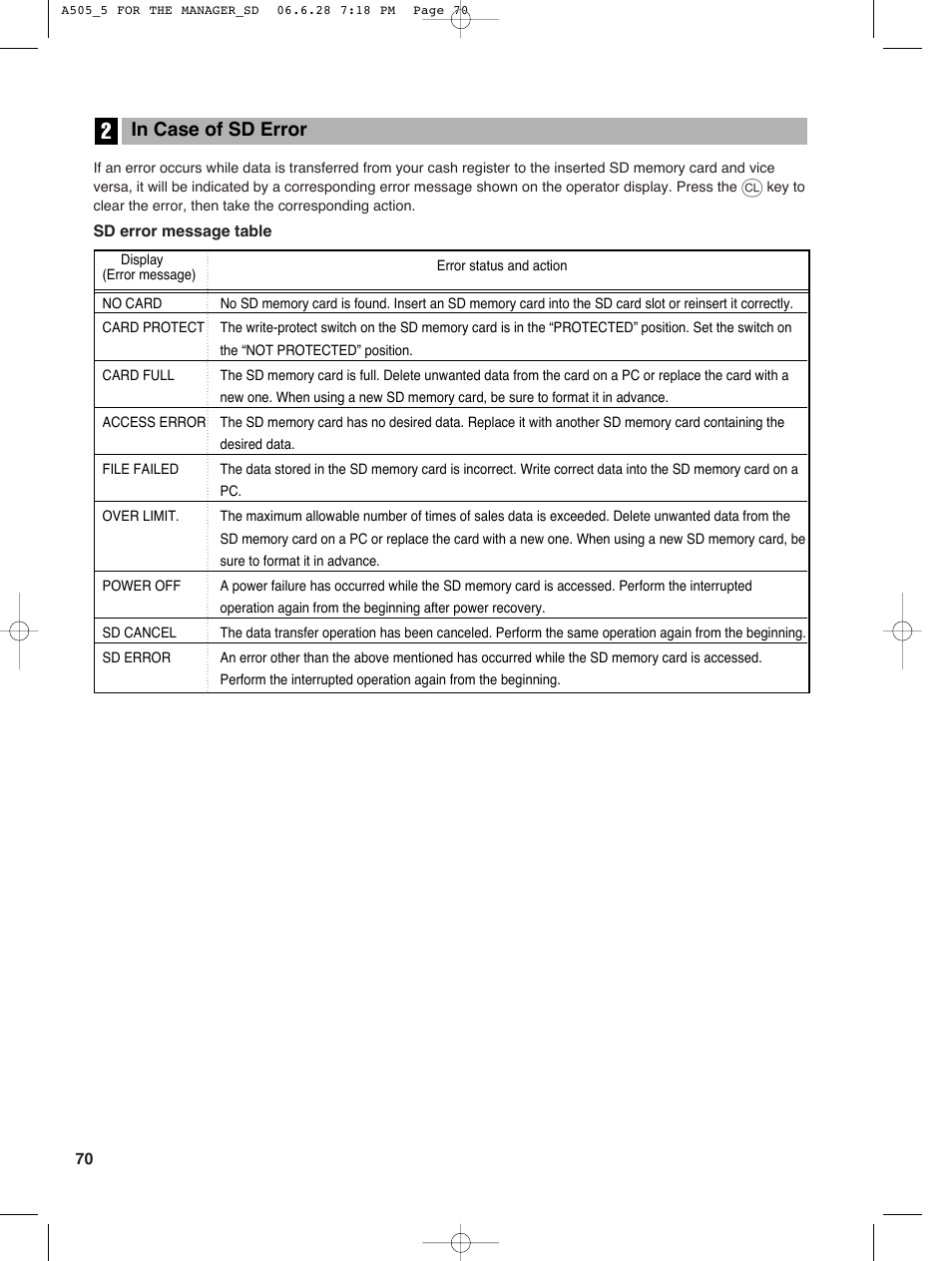 Sharp Electronic Cash Register XE-A505 User Manual | Page 72 / 130