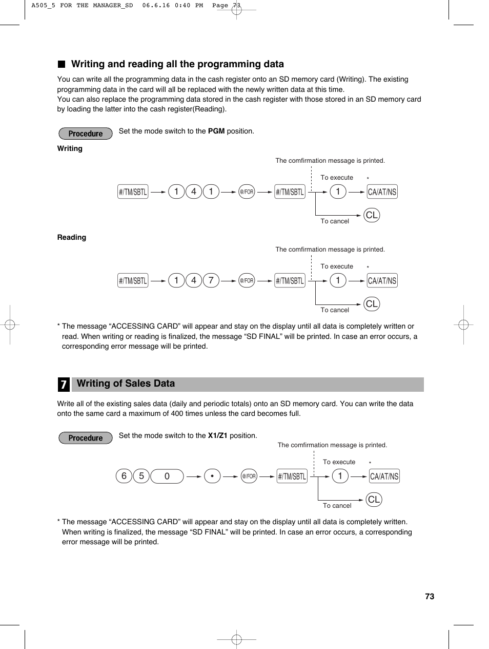 S@ a, 1l 650 p, S@ 147 a | S@ 141 a | Sharp Electronic Cash Register XE-A505 User Manual | Page 75 / 130