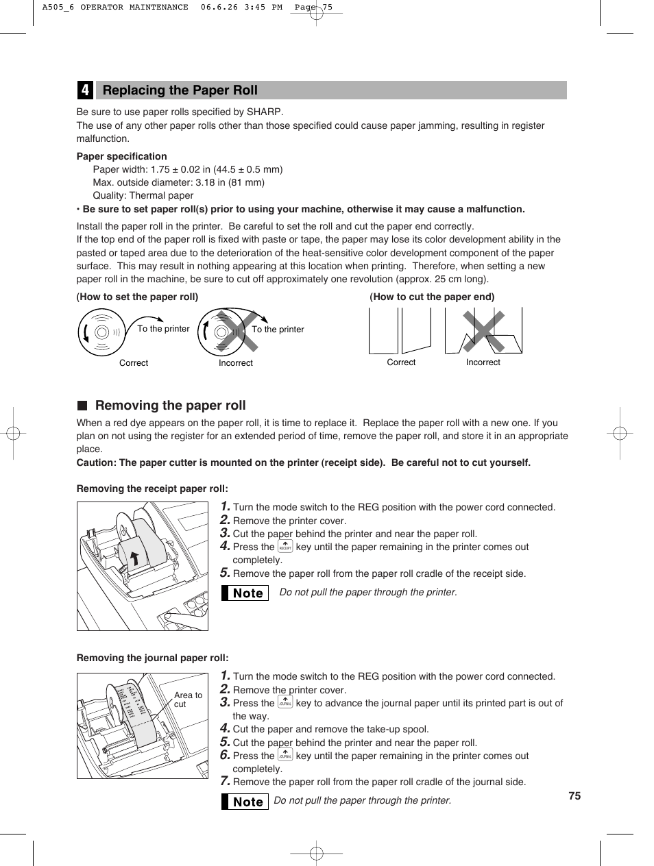 Sharp Electronic Cash Register XE-A505 User Manual | Page 77 / 130