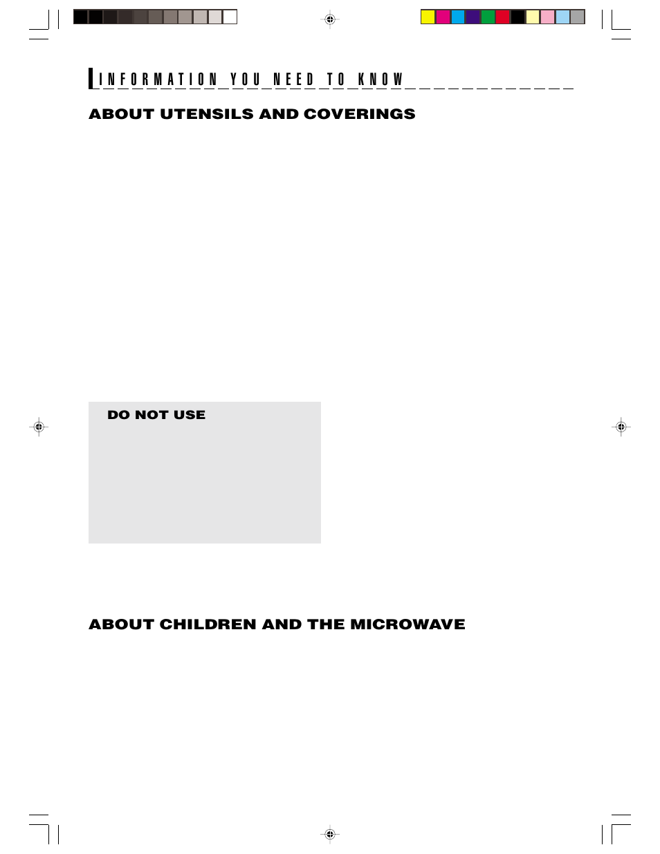 About utensils and coverings, About children and the microwave | Sharp R-1406 User Manual | Page 16 / 32